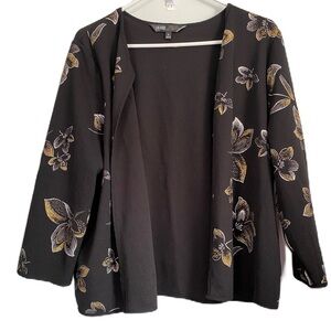 LuLaRoe Stella Elegant Bolero Jacket Liverpool Black Silver Gold Floral, Sz XL